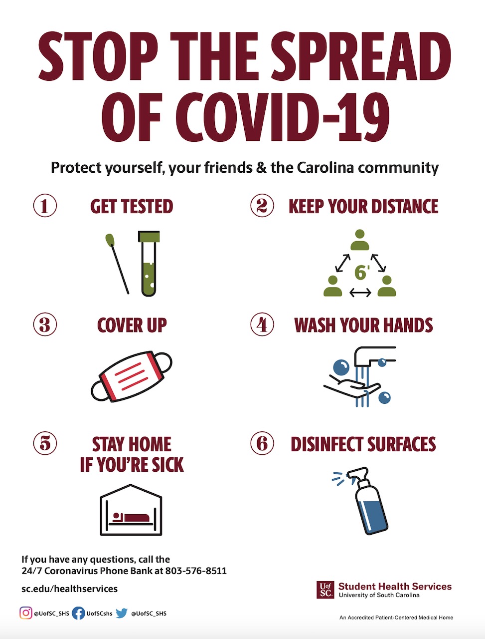 Stop the spread of Covid-19. Protect yourself, friends and the Carolina community.