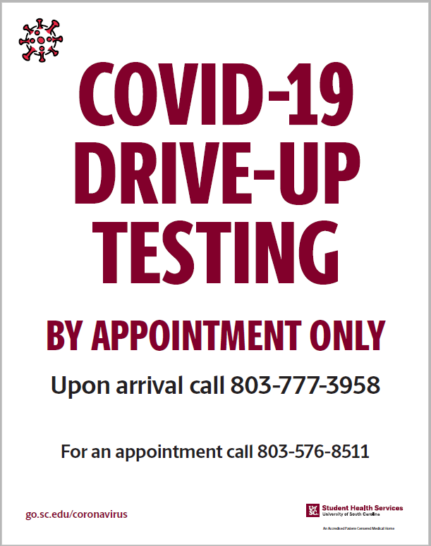 Covid-19 drive-up testing sign.